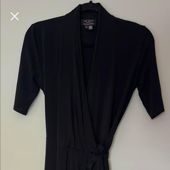 Ted baker rayon sz 1 wrap black dress - Picture 2 of 5